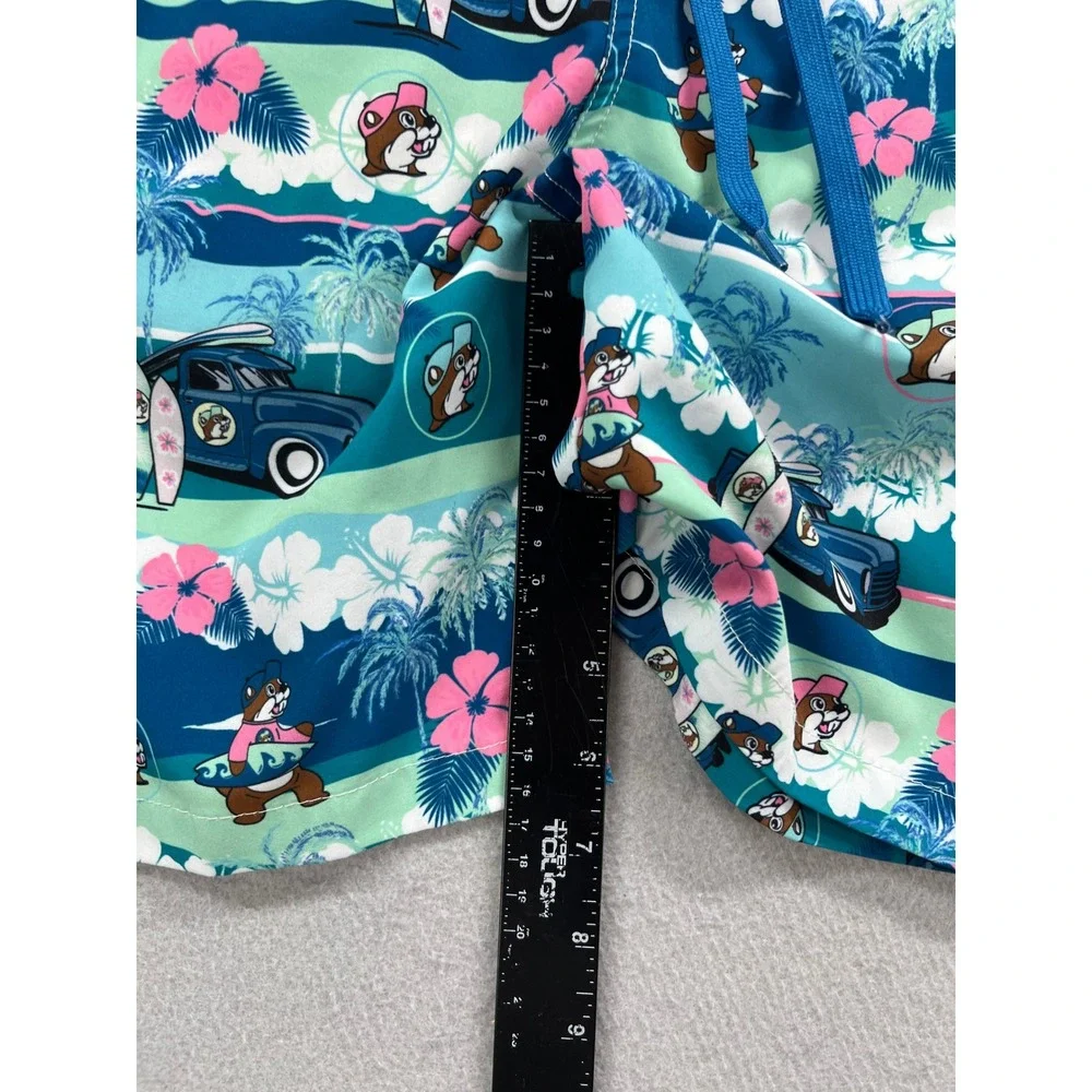 Bucees Swim Trunks Boys YS Blue Green Beaver‎ Surf Tropical Beach Board Shorts